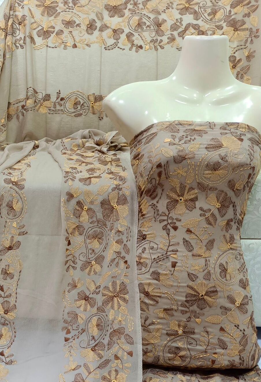 Best Selling Article - Bamber Chiffon, Two pice article with jaal style hand embroidery Best Selling Article - Bamber Chiffon, Two pice article with jaal style hand embroidery